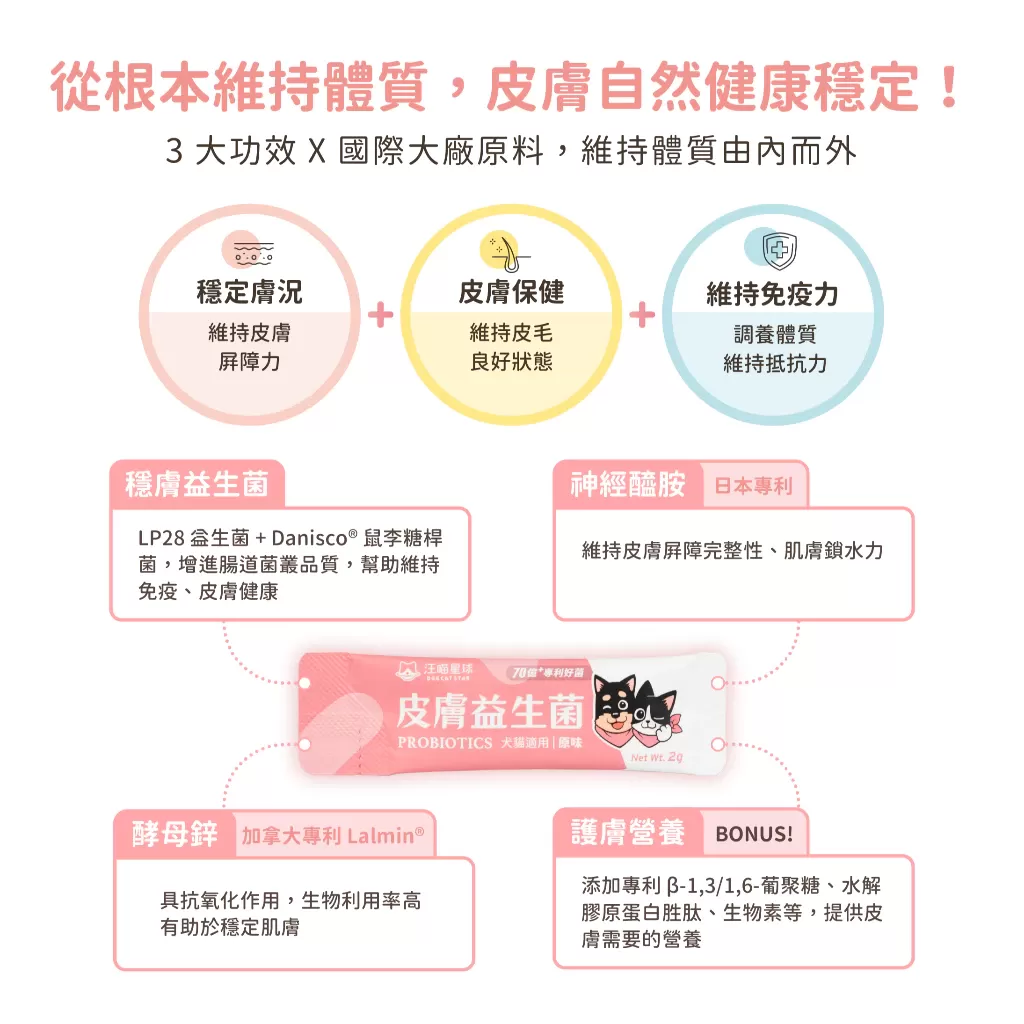汪喵 皮膚益生菌 盒裝30包 2g 益生菌 護膚營養 舒緩敏感商品介紹-1-4