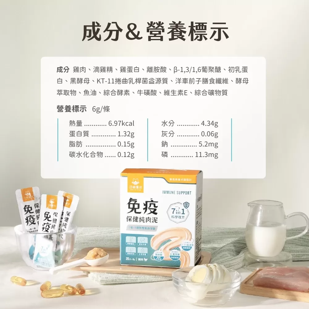 汪喵星球  免疫保健純肉泥 盒裝20包 6G/包 貓狗 保健品 肉泥商品介紹-1-1