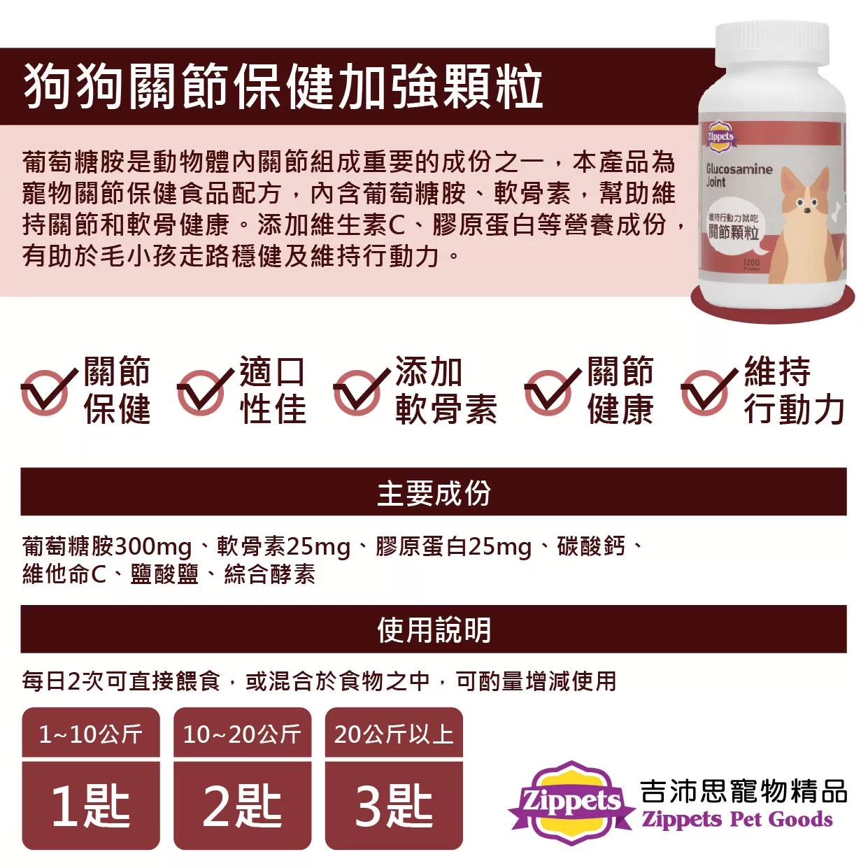 吉沛思狗狗關節保健加強顆粒商品介紹-1