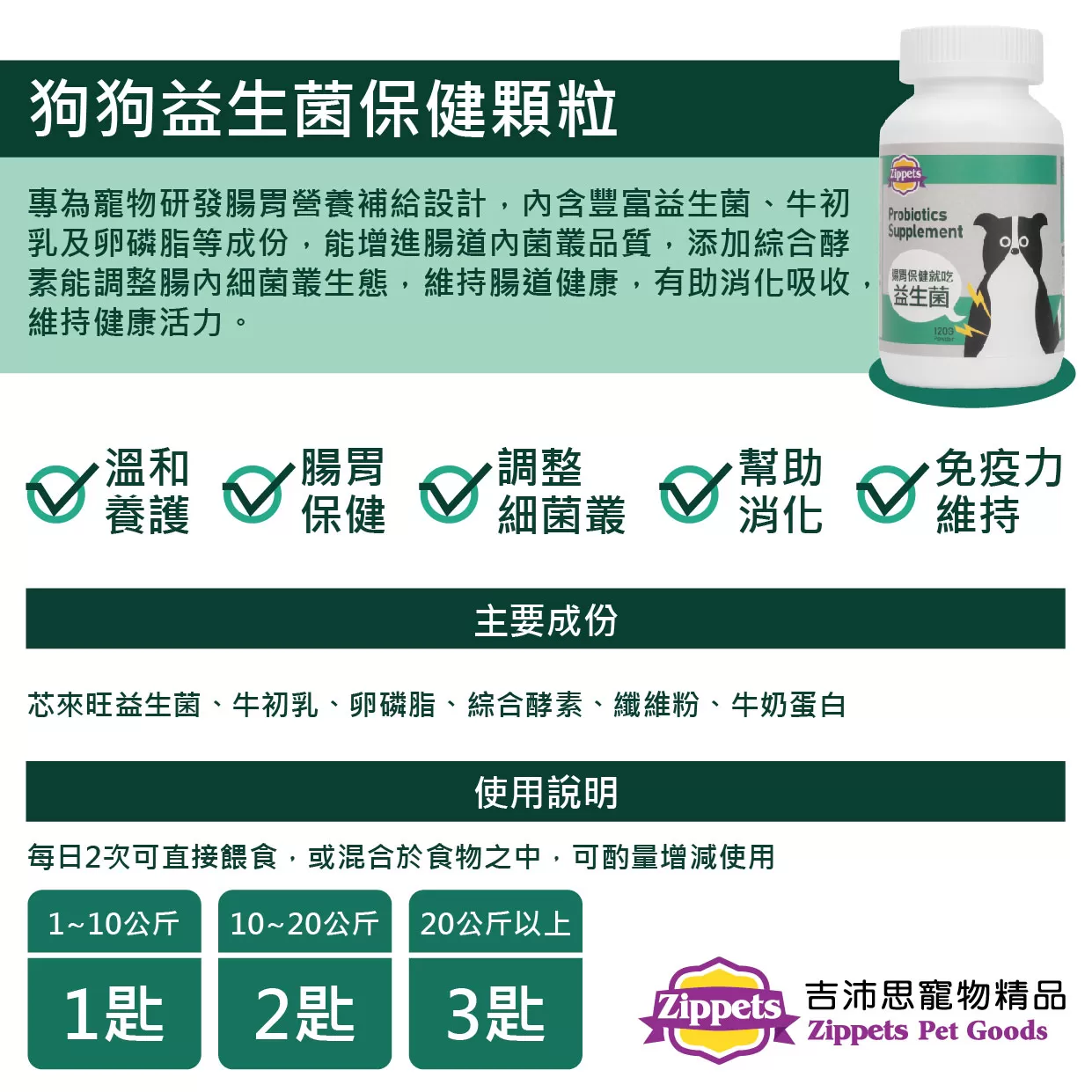 吉沛思狗狗益生菌保健顆粒商品介紹-1