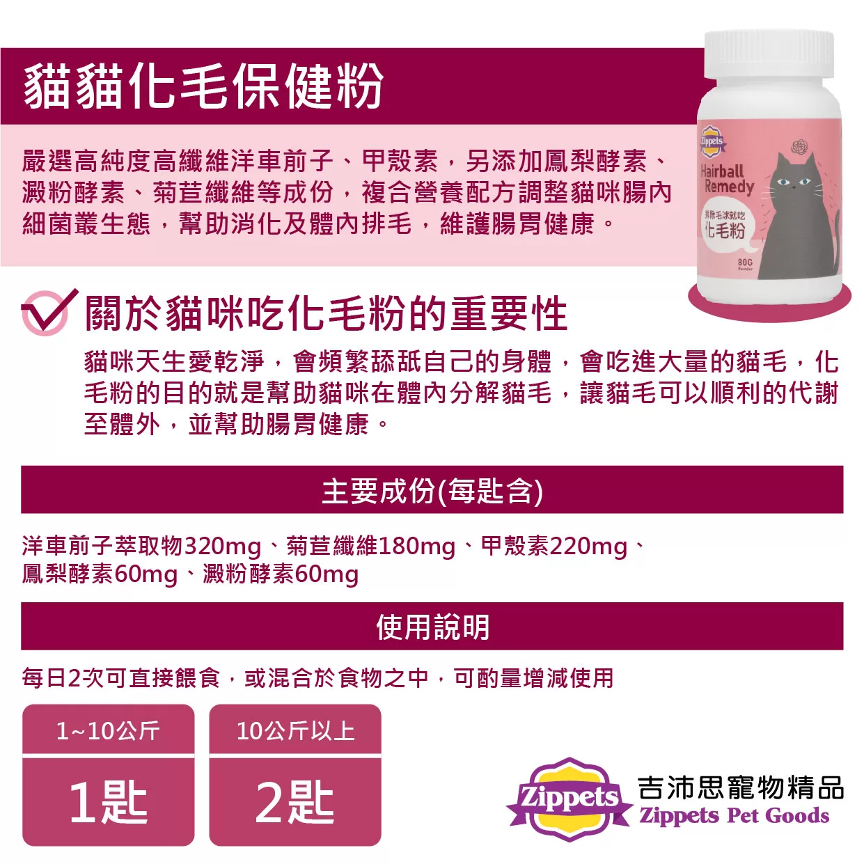吉沛思貓貓化毛保健粉商品介紹-1