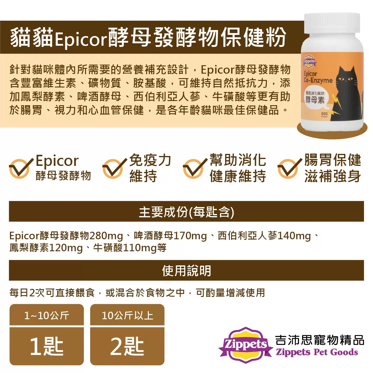 吉沛思 貓貓酵母素保健粉商品介紹-1