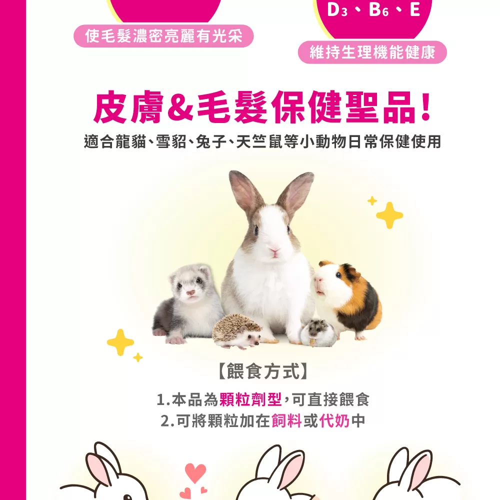 信元 美毛寶 鼠貂兔用 柔軟亮麗強健毛髮營養配方 60g 哈密瓜風味商品介紹-1-3