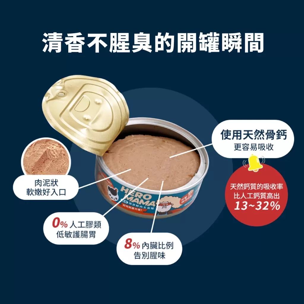 HeroMama  溯源鮮肉主食罐 165G 無穀主食貓罐  溯源鮮肉/海陸派對 主食罐 貓罐頭商品介紹-1-7
