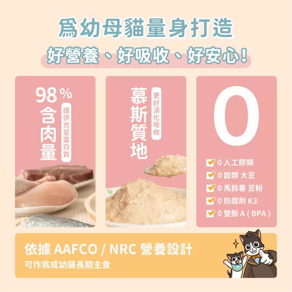 汪喵星球 幼母貓98%營養無膠主食罐 165G商品介紹-1-3